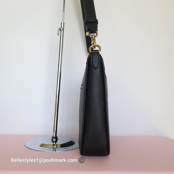 COACH Chaise Pebbled Leather Crossbody Bag- Black color 🎈$238. - Picture 9 of 16